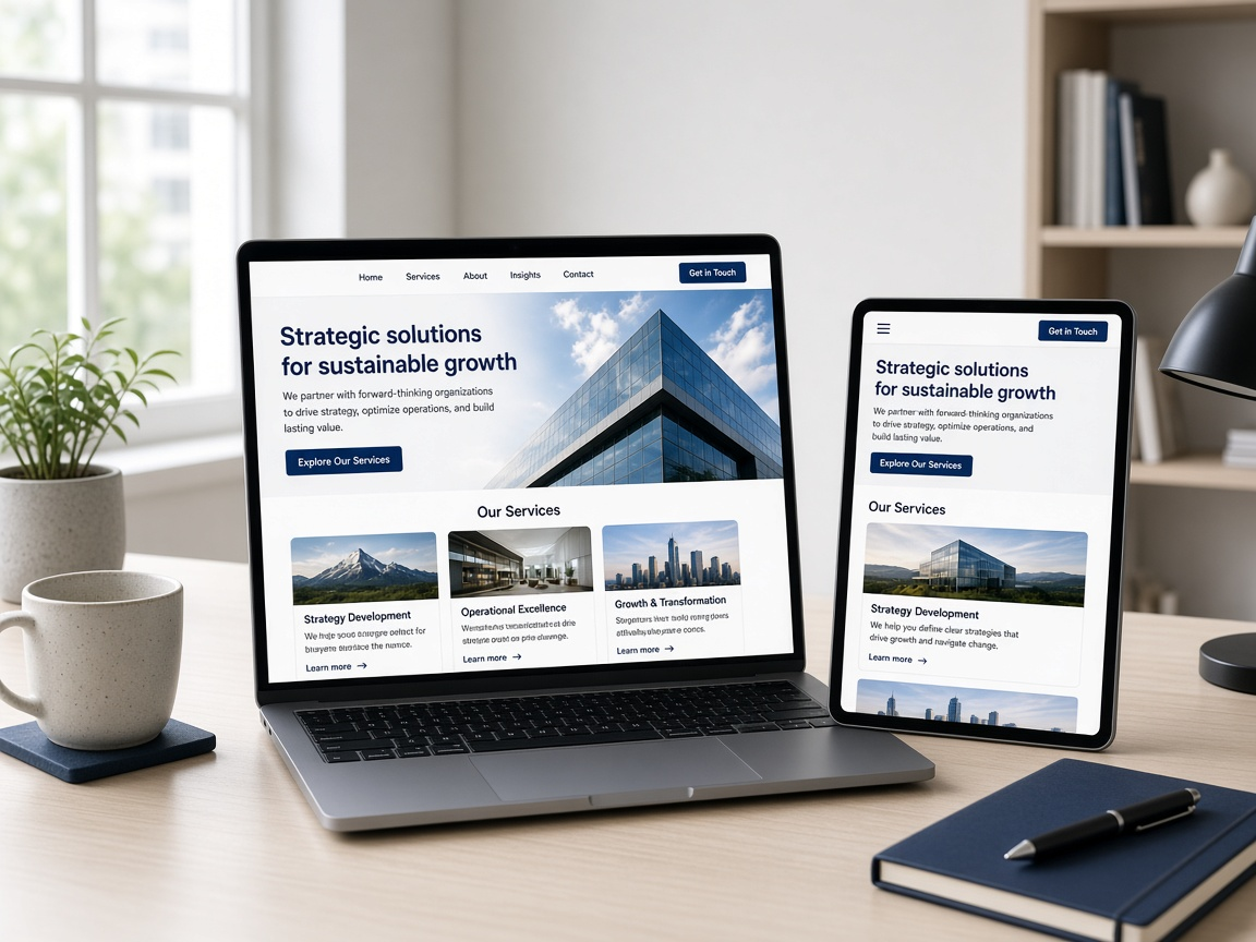 Laptop and tablet showing a foundation-ready responsive business website
