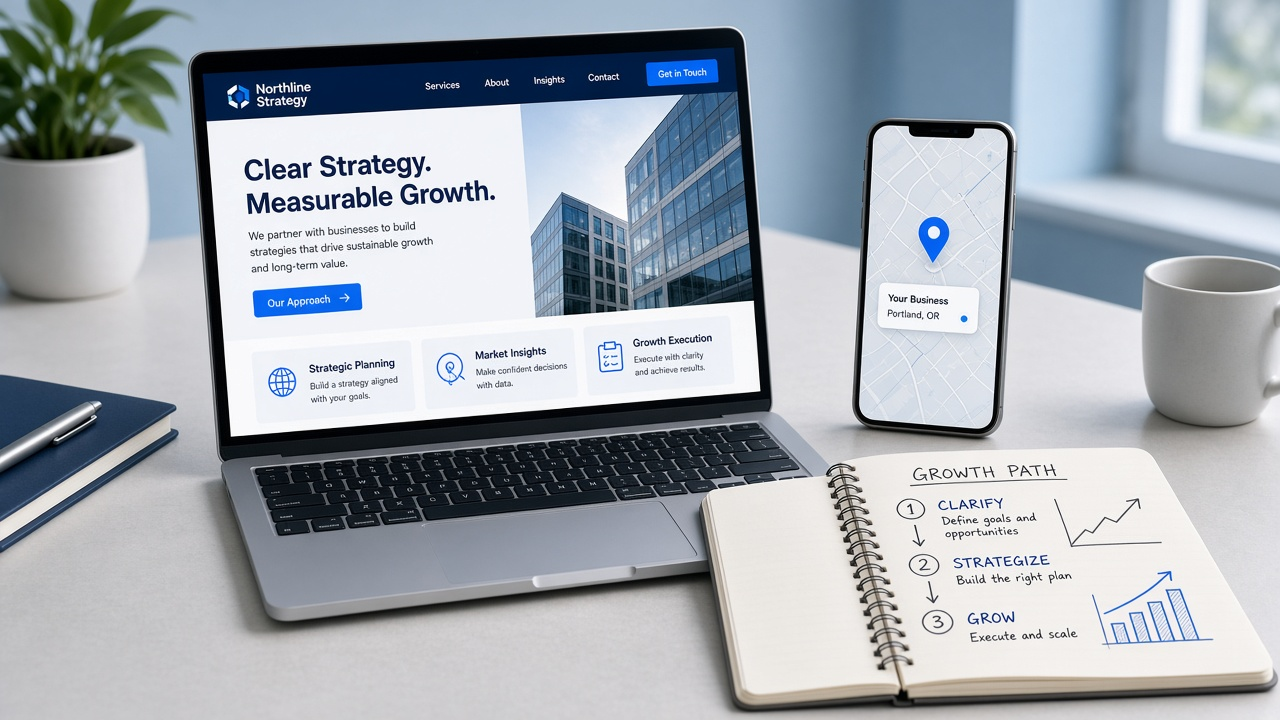 Desk planning website development and local visibility in three clear steps