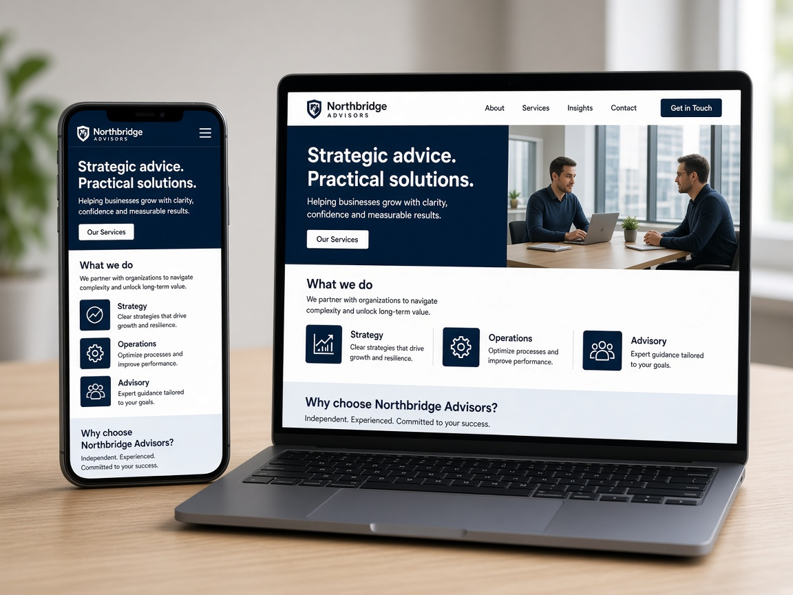 Responsive business website on laptop and phone